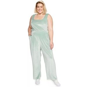 Plus Size Sonoma Goods For Life Denise Bidot Velvet Bodysuit Pants Set Green 1X